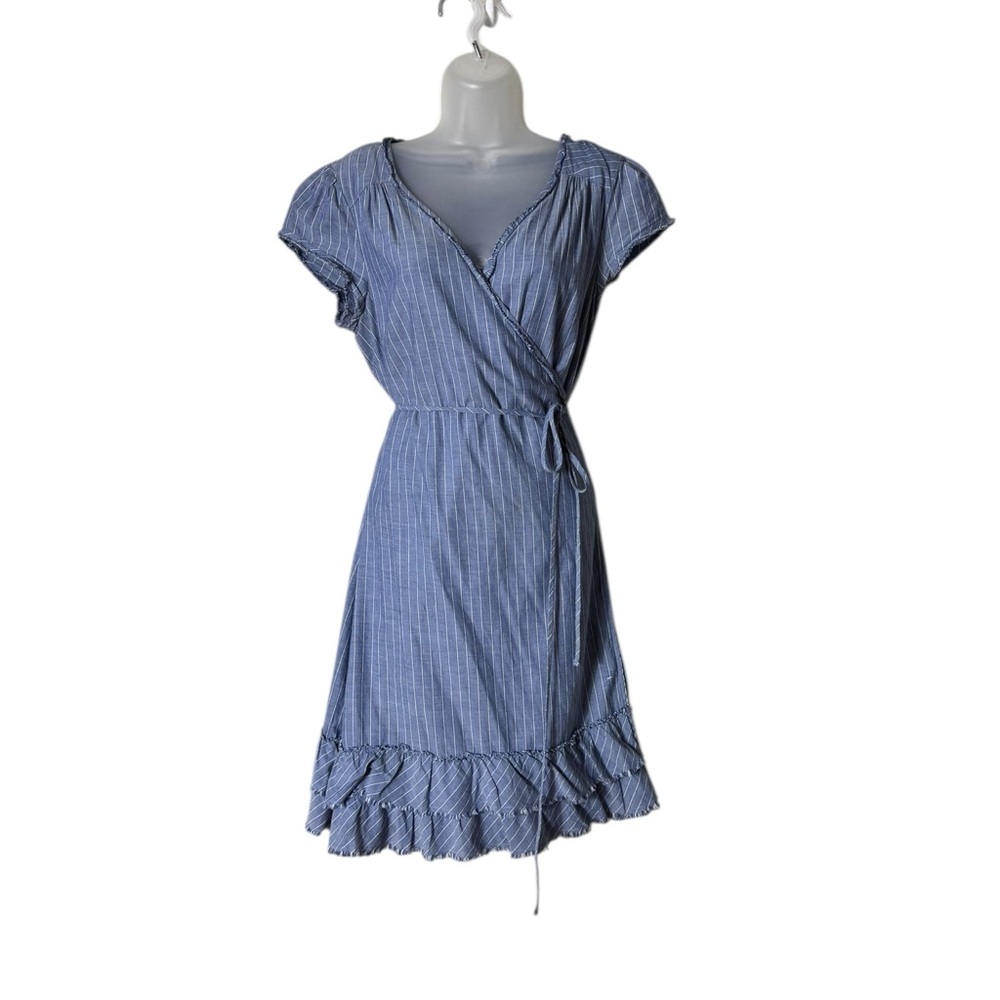Blue Striped Wrap Dress
